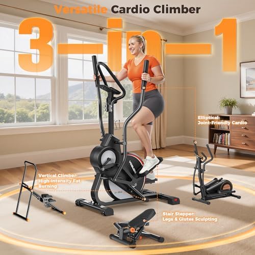 YOSUDA 3-in-1 Elliptical Exercise Machine for Home Workouts | YOSUDA Elliptical Machine with 45° Incline and 15.5 in St