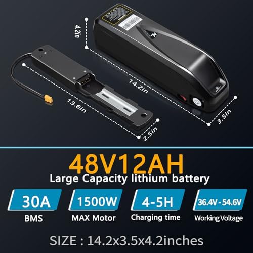 48V Lithium-ion Ebike Battery (12AH-20AH) for E-Bikes & EMotorcycles, Built-in 30A BMS & Fast Charger, XT60 Connector an
