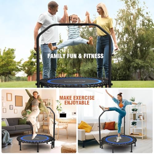 Ancheer Bungee Rebounder Trampoline, Foldable Fitness Trampoline with Resistance Ropes, 450-550LBS Capacity, Safe for Ho