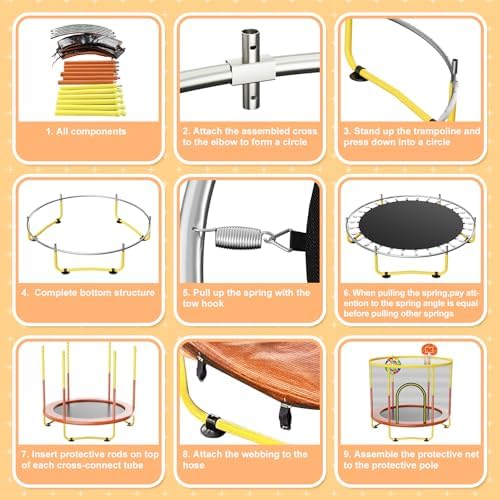 Indoor Trampoline 6FT for Kids, Safety Net & Hoop, Ages 1-8 Gifts
