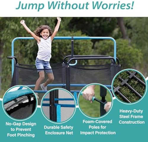 Skywalker 60" Kids Trampoline with Enclosure Net - Indoor Outdoor Safety Padded Frame for Ages 3-6