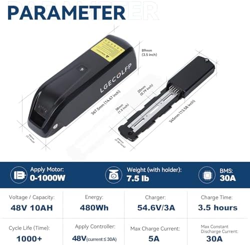 36V 48V 52V Ebike Battery 15Ah 20Ah Lithium Battery for 0-1200W Electric Bike with Fast Charger and BMS, LED Indicator,