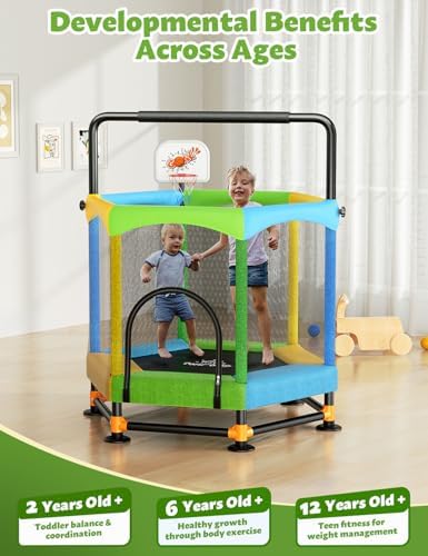 **Twinkoo 60" Anti-Rollover Toddler Trampoline for Kids - Outdoor & Indoor Use** | **Twinkoo 5FT Toddler Trampoline wit