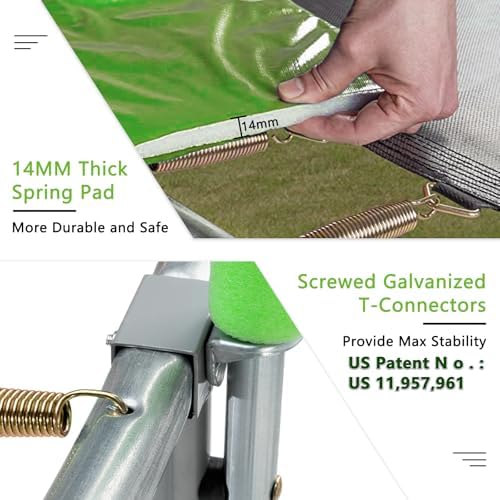 SKOK 8FT Trampolines for Kids and Adults - 400LBS Outdoor Green Trampoline - ASTM Approved - ASTM Approved Trampoline fo