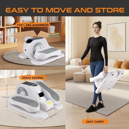 Zakle Electric Elliptical Machine for Home Office Users, Quiet Seated Pedal Exerciser with Remote Control and 12 Speed L