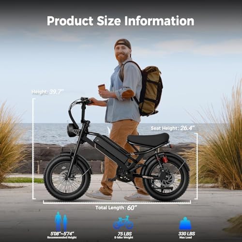Electric Bike for Adults, 2000W/1500W Peak Motor, All Terrain Ebike Electric Bike for Adults, 20"/16" Fat Tire Ebike,