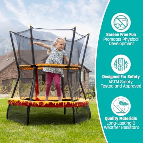 Skywalker Trampolines No-Spring Design Mini Trampoline for Kids and Toddlers 60" Enclosure Net Skywalker Trampolines No-
