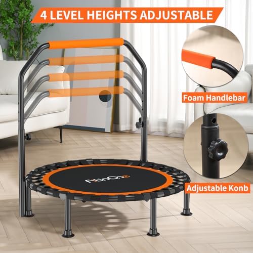 48" Foldable Mini Trampoline for Adults and Kids | Durable Bungee Band | 330lbs Load Capacity | Portable Exercise Reboun