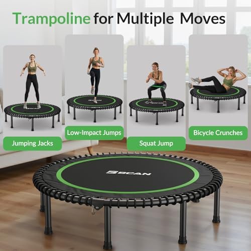 BCAN Durable 450LBS/550LBS Foldable Mini Trampoline for Adult Indoor/Outdoor Workout