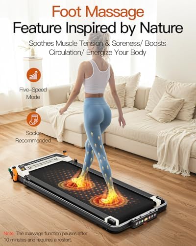 FUNRAY Versatile Walking Pad Treadmill with Incline - Dual-Sided Under Desk Treadmill with Foot Massage for Home & Offi