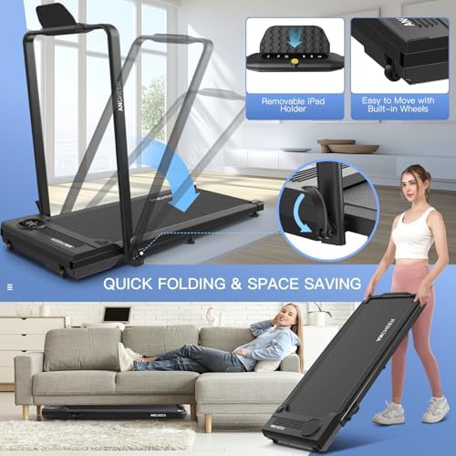 ANCHEER Under Desk Treadmill with Incline and Handle Bar for Home Office | ANCHEER 4 in 1 Folding Treadmill with LED Di