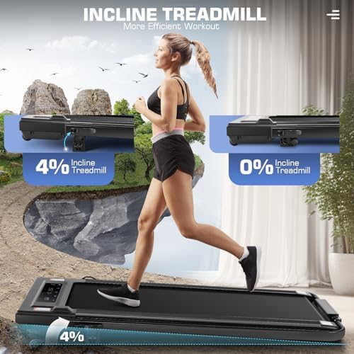 ANCHEER |0 HP Foldable Treadmill for Home Workouts with Handles | ANCHEER Portable Under Desk Treadmill with 12% Inclin