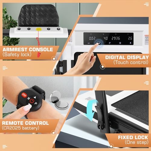 ANCHEER |0 HP Foldable Treadmill for Home Workouts with Handles | ANCHEER Portable Under Desk Treadmill with 12% Inclin