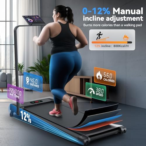 ANCHEER Portable Folding Treadmill with Remote Control and LED Screen - 12% Incline - Max 320 lb Capacity - Home, Gym, a