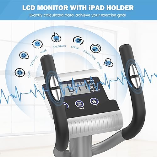 Dripex Magnetic Elliptical Machine Home Workout Quiet Elliptical Trainer 6KG Flywheel 8 Resistance Levels Pulse Monitor