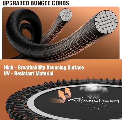 Ancheer Bungee Rebounder Trampoline, Foldable Fitness Trampoline with Resistance Ropes, 450-550LBS Capacity, Safe for Ho