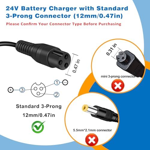 24V Charger for Razor MX350 Electric Scooter | 24V Charger for Electric Scooter E300S | 24V Charger for Razor Dirt Quad