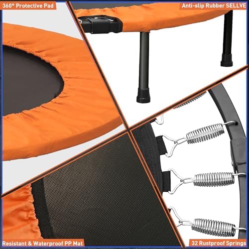 HYD-Parts 48" Mini Trampoline for Adults and Kids | Adjustable Bar | Indoor Fitness Trampoline | Max Load 440lbs HYD-Par