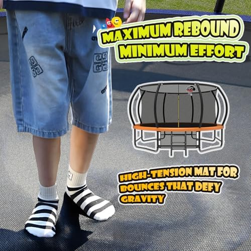 Lyromix 12-16FT Trampoline with Basketball Hoop and Lights for Kids and Adults | Lyromix Recreational Trampoline with S