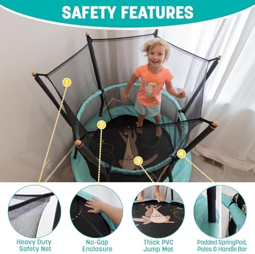 Skywalker Trampolines No-Spring Design Mini Trampoline for Kids and Toddlers 60" Enclosure Net Skywalker Trampolines No-