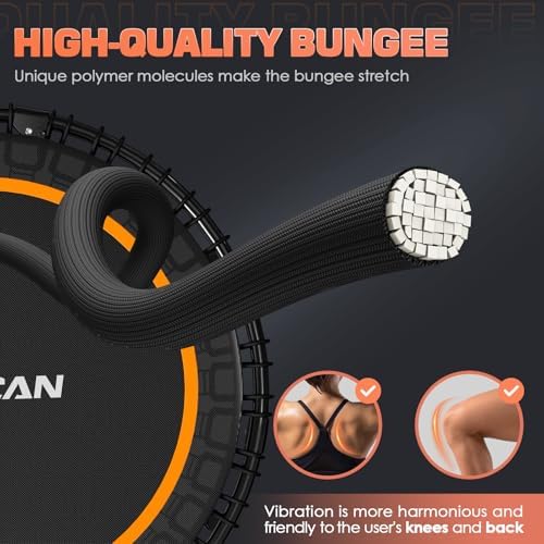 BCAN 40"/48" Mini Rebounder Trampoline for Adults with Bar: Whole-Body Workout & Relaxation at Home, Stable & Quiet, Adj