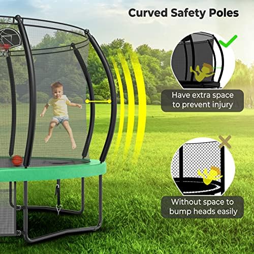 Lyromix 12-16FT Trampoline with Basketball Hoop and Lights for Kids and Adults | Lyromix Recreational Trampoline with S