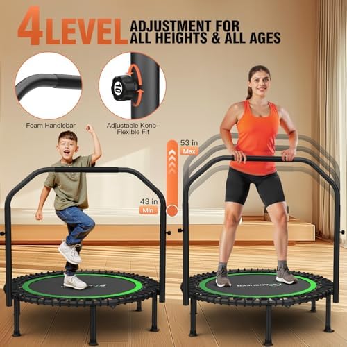 Ancheer Bungee Rebounder Trampoline, Foldable Fitness Trampoline with Resistance Ropes, 450-550LBS Capacity, Safe for Ho