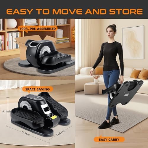 Zakle Electric Elliptical Machine for Home Office Users, Quiet Seated Pedal Exerciser with Remote Control and 12 Speed L