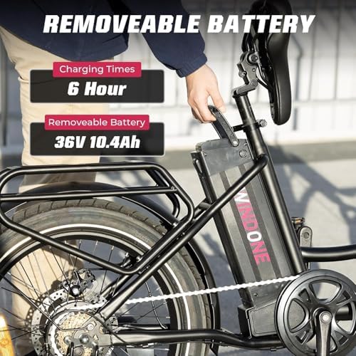 Windone E20 Electric Bike for Adults, 20'' x |0'' Tire & 350W Motor, 7 Speed Shimano, Max 20 MPH, 40 Miles Range, Urban