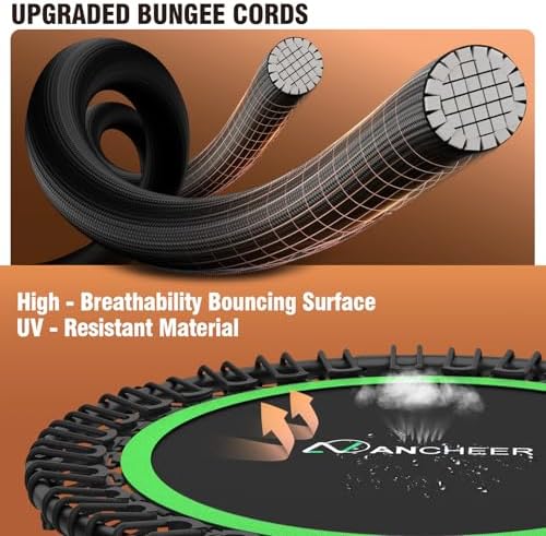 Ancheer Bungee Rebounder Trampoline, Foldable Fitness Trampoline with Resistance Ropes, 450-550LBS Capacity, Safe for Ho