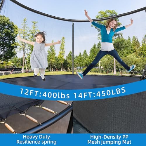 **ASTM Approved 12FT Round Trampoline with Enhanced Weight Capacity for Kids and Adults** | **Heavy-Duty Bounce Mat wit