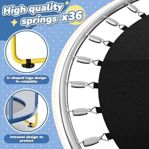 Indoor Trampoline 6FT for Kids, Safety Net & Hoop, Ages 1-8 Gifts