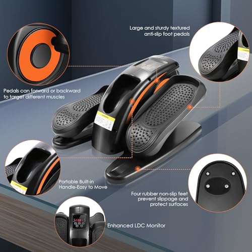 ANCHEER Quiet Elliptical Machine for Seniors and Office Workers - Low-Impact Pedal Exercise at Desk, Smart LCD Display,