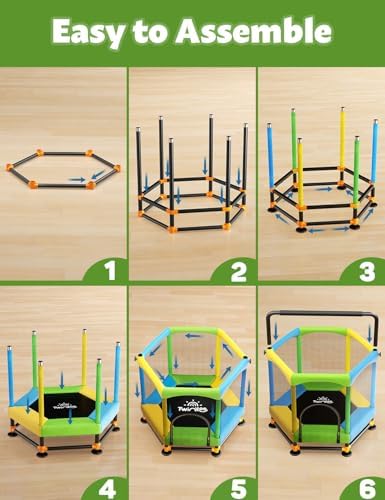 **Twinkoo 60" Anti-Rollover Toddler Trampoline for Kids - Outdoor & Indoor Use** | **Twinkoo 5FT Toddler Trampoline wit