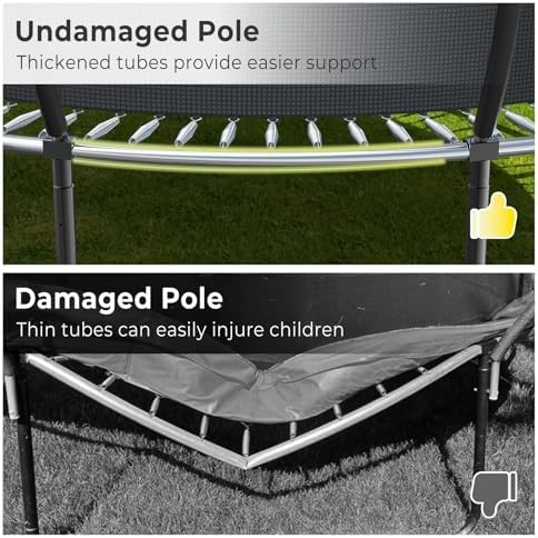 Lyromix 12 14 15 16FT Outdoor Trampolines for Kids and Adults | Lyromix Pumpkin Trampolin with Curved Poles for Kids an