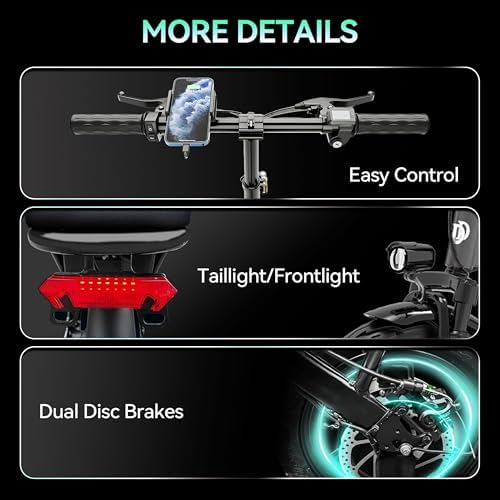 Peak 750W Motor 48V 20Ah Folding Electric Bike for Adults UL2849 | 45 Miles Range 14'' Lightweight Adults Electric Bike