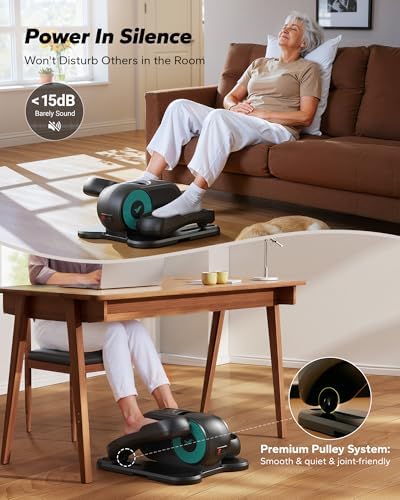 MERACH Under Desk Elliptical Machine for Seniors with Remote Control & 12-Speeds MERACH Quietest Portable Electric Sea
