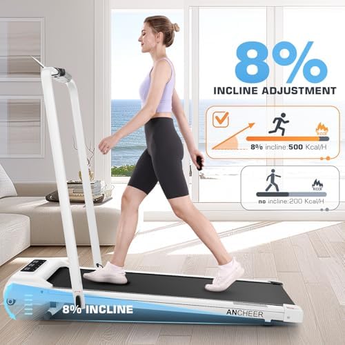ANCHEER Under Desk Treadmill with Incline and Handle Bar for Home Office | ANCHEER 4 in 1 Folding Treadmill with LED Di