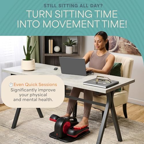 Lifepro Quiet Elliptical Exercise Machine for Seniors & Adults, Seated Pedal Exerciser, Home & Office Use, Portable Red