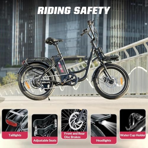 Windone E20 Electric Bike for Adults, 20'' x |0'' Tire & 350W Motor, 7 Speed Shimano, Max 20 MPH, 40 Miles Range, Urban