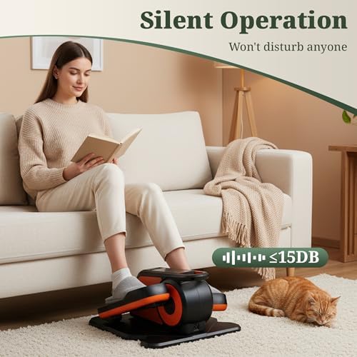 Under Desk Elliptical Machine for Seniors, Quiet Seated Pedal Exerciser with Remote Control, 3 Modes & 12 Adjustable Spe