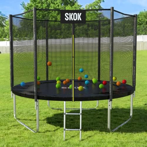 SKOK Kids Outdoor Trampoline, 400LBS ASTM Approved Net Trampoline, Kid Friendly, Outdoor Play, Durable and Safe, 12ft Di