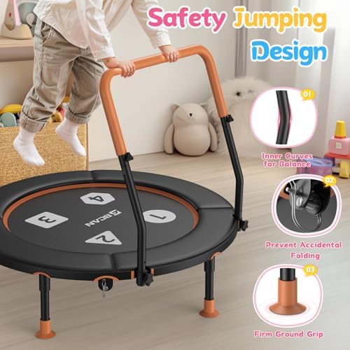 BCAN 36" Toddler Trampoline for Kids Ages 1-6: Safe, Foldable & Adjustable, Indoor & Garden Use, Gift for Boys and Girls