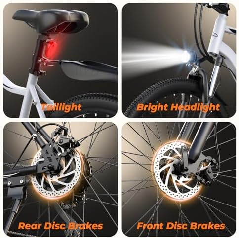 Electric Bike, 1000W/750W/500W Peak Motor, Removable Battery, Shock Absorber, Commuting Electric Bike for Adults, 75/60/