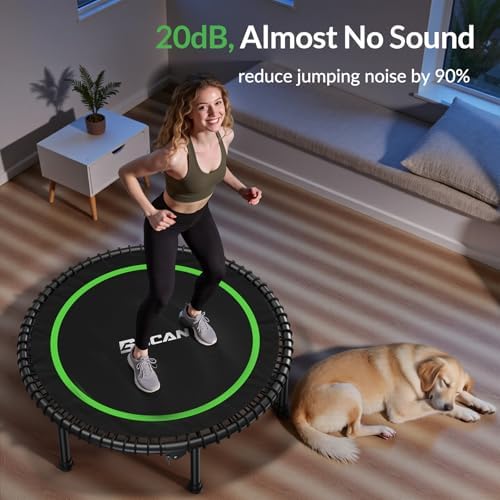 BCAN Durable 450LBS/550LBS Foldable Mini Trampoline for Adult Indoor/Outdoor Workout