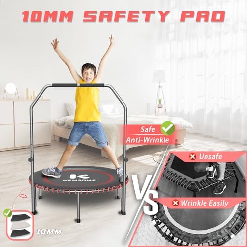 Low-Impact Rebounder Trampoline for Adults with Bungee, 450/550LBS | Quiet Mini Exercise Trampoline with Adjustable U/T
