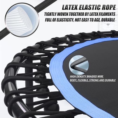 NEWAN Silent Mini Trampoline for Adults - 40" to 48" Diameter, Max Limit 330lbs, Silent Bungee Rebounder Jumping Cardio