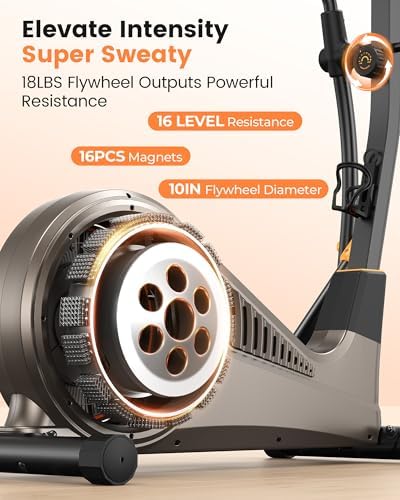 Niceday Elliptical Exercise Machine for Home Workout, Magnetic Elliptical Trainer with Kinomap APP Support, 19IN Stride,