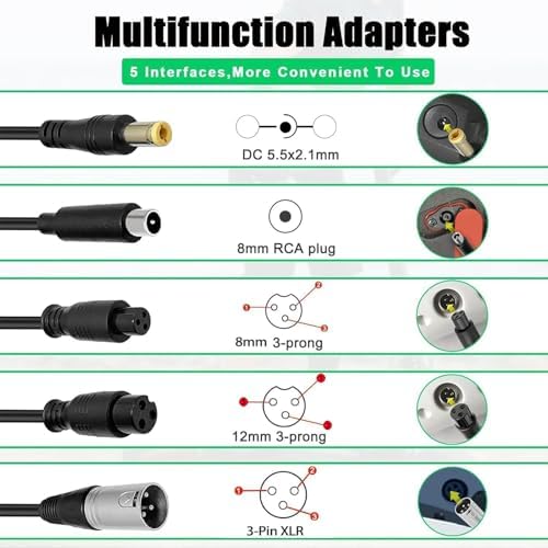 Swagtron Gotrax 42V 2A Charger 3 Prong 8mm DC Interface Battery Converter
