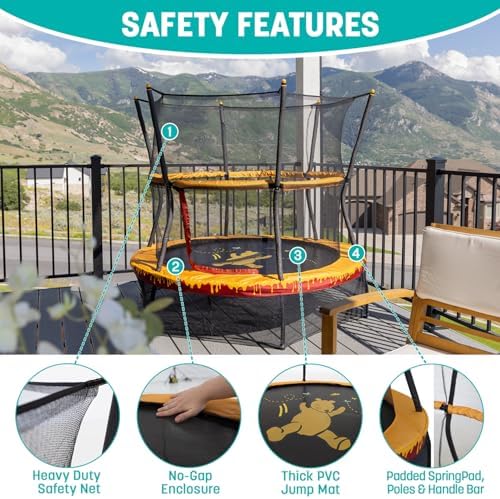 Skywalker Trampolines No-Spring Design Mini Trampoline for Kids and Toddlers 60" Enclosure Net Skywalker Trampolines No-